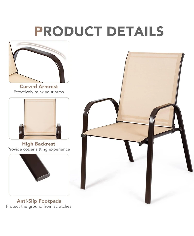 Sugift 2 Pieces Patio Outdoor Dining Chair with Armrest