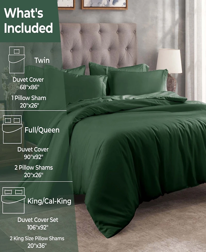 Superior Egyptian Cotton 400 Thread Count Solid Luxury Duvet Cover Set, Full/Queen