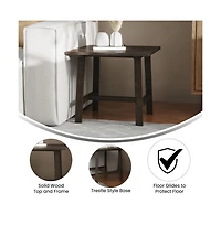 Merrick Lane Mabel Farmhouse Trestle End Table, Solid Wood Rustic Accent Table