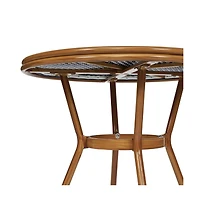 Merrick Lane Sacha Bistro Style Table With Glass Top, Pe Rattan, Stack Chairs