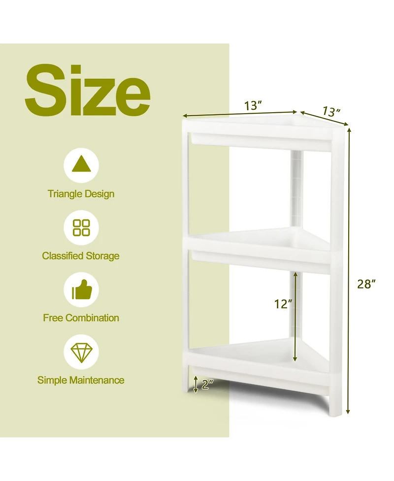 Sugift 2 Pack 3-Tier Detachable Floor Corner Shower Shelf with Drainage Holes