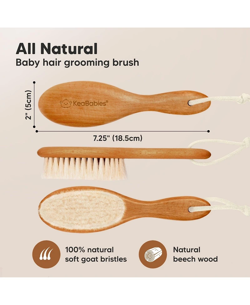 KeaBabies Baby Hair Brush, Oval Cradle Cap Soft Brush for Infant, Newborn Hairbrush Girls, Boys, Scalp