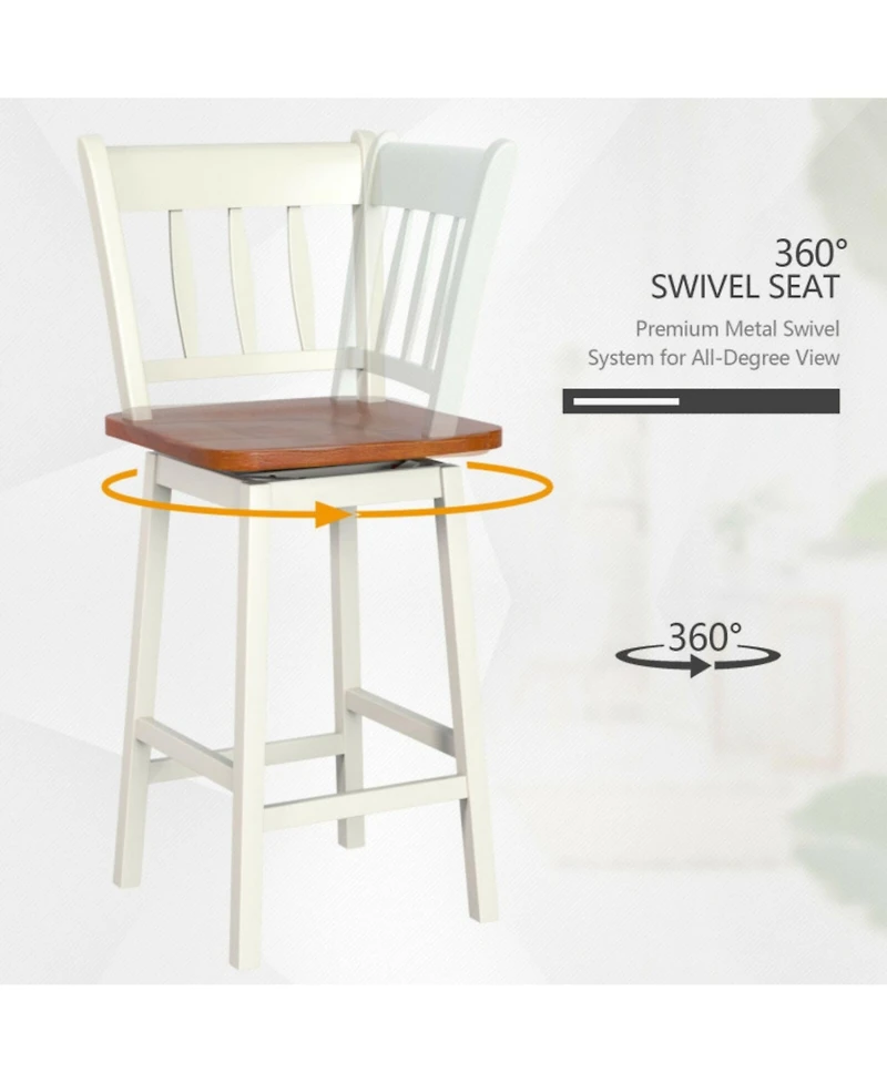 Sugift 24.5 Inches Set of 2 Swivel Bar Stools with 360° Swiveling