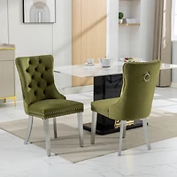 Streamdale Furniture Modern Velvet Dining Chairs with Chrome Legs, Set of 2