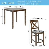 Simplie Fun Wooden Dining Square Table, Kitchen Table For Small Space, 4 Person Counter Height Table, Walnut
