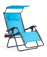 Inolait Sugift Folding Recliner Lounge Chair with Shade Canopy Cup Holder