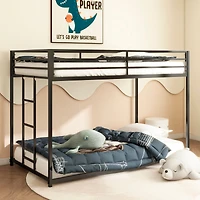 Streamdale Furniture Same as original B083124170 Adam Sturdy Twin over Twin Metal Bunk Black for Kids and Adult, Low Profile and Easy Climbing with St