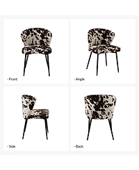 Dunten Contemporary Upholstery Accent Chair with Cowhide Pattern and Tufted Back