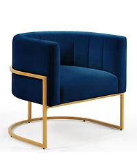 Streamdale Furniture Navy Velvet Accent Chair with Gold Stand