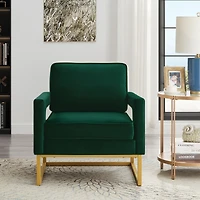 Simplie Fun Gold base velvet accent chair, Jade