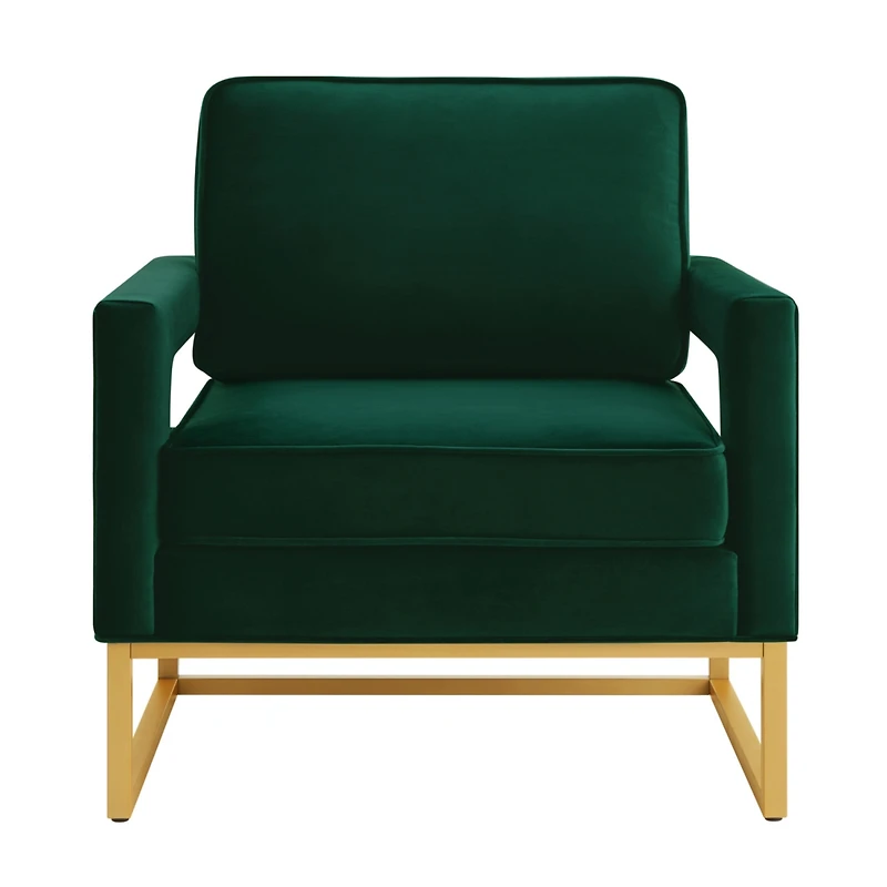 Simplie Fun Gold base velvet accent chair, Jade