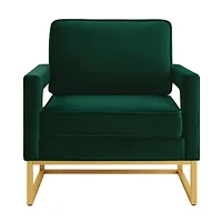 Simplie Fun Gold base velvet accent chair, Jade
