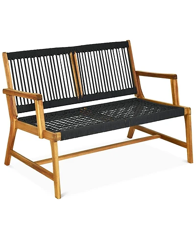Sugift 2-Person Acacia Wood Yard Bench for Balcony and Patio