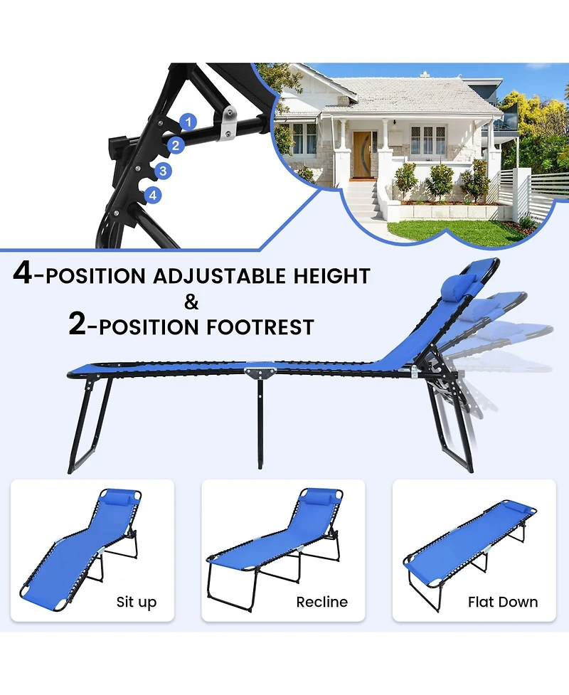 Inolait Sugift Foldable Recline Lounge Chair with Adjustable Backrest and Footrest