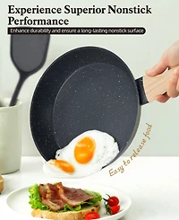 12-Piece Nonstick Ceramic Cookware Set, Granite Pots and Pans Set with Silicone Shovel, Spoon &Tongs