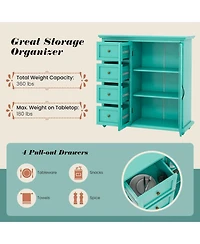 Sugift Buffet Sideboard Table Kitchen Storage Cabinet with Drawers and Doors