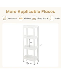 Sugift 2 Packs 4-Tier Detachable Slim Storage Cart with Drainage Holes for Small Space