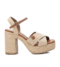 Women's Heeled Jute Platform Sandals By Xti