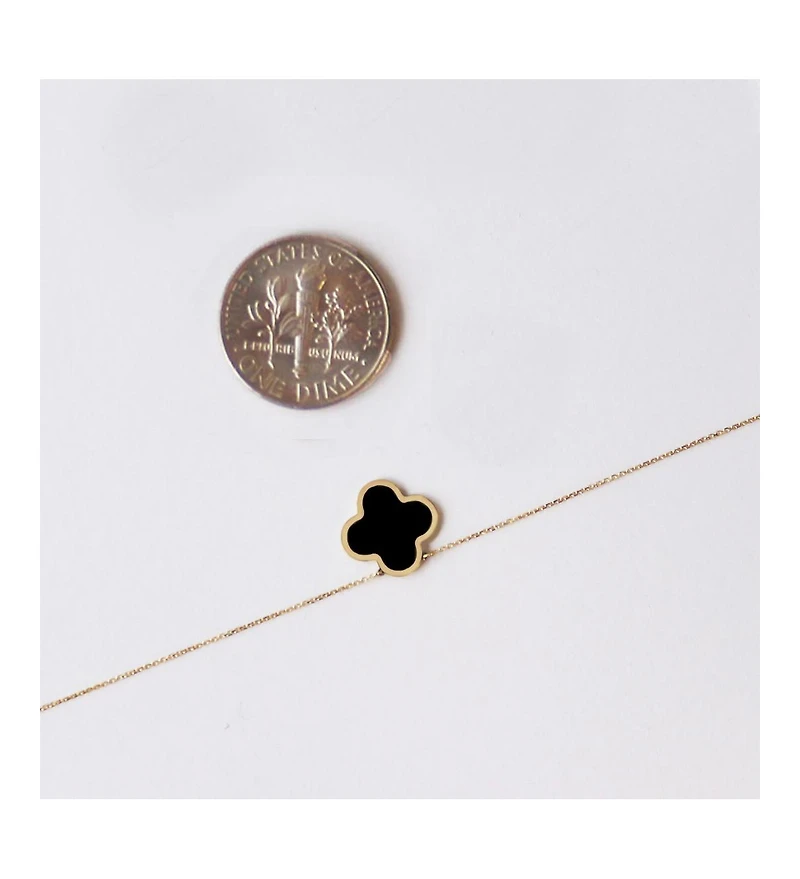 The Lovery Onyx Single Clover Necklace 14K Yellow Gold