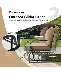 Sugift Patio 2-Person Glider Bench Rocking Loveseat with Cushioned Armrest