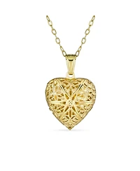 Bling Jewelry Filigree Star Heart Shape Aromatherapy Essential Oil Perfume Diffuser Locket Necklace 18K Gold Plated