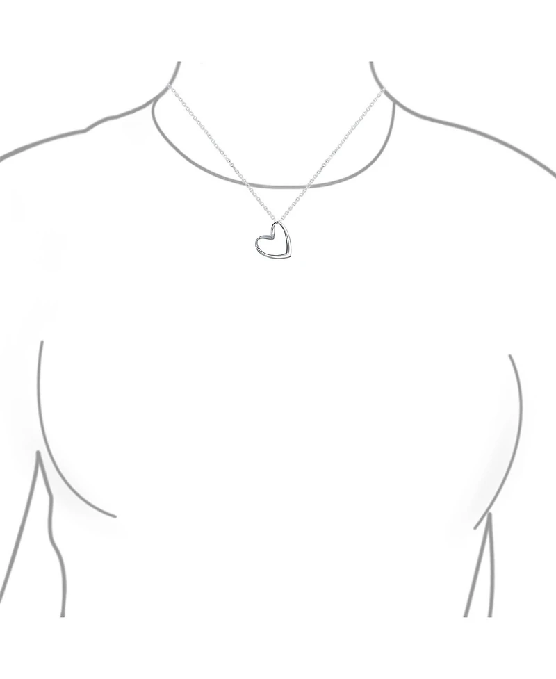 Bling Jewelry Floating Open Heart Pendant Necklace Sterling Silver With Chain