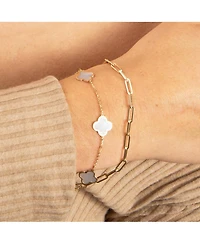 The Lovery Small Mother of Pearl Clover Bracelet 14K Gold