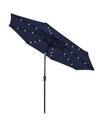9 Ft Patio Solar Umbrella Led Patio Market Steel Tilt with Crank Outdoor