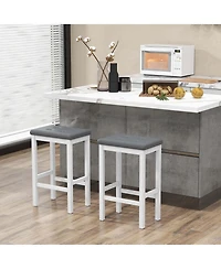 Set of 2 Rubber Wood Bar Stools 24" Counter Height Stool with Padded Seat