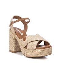 Women's Heeled Jute Platform Sandals By Xti