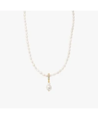 Bearfruit Jewelry Nacre Cultured Pearl Necklace with Teardrop Shaped Charm Pendant