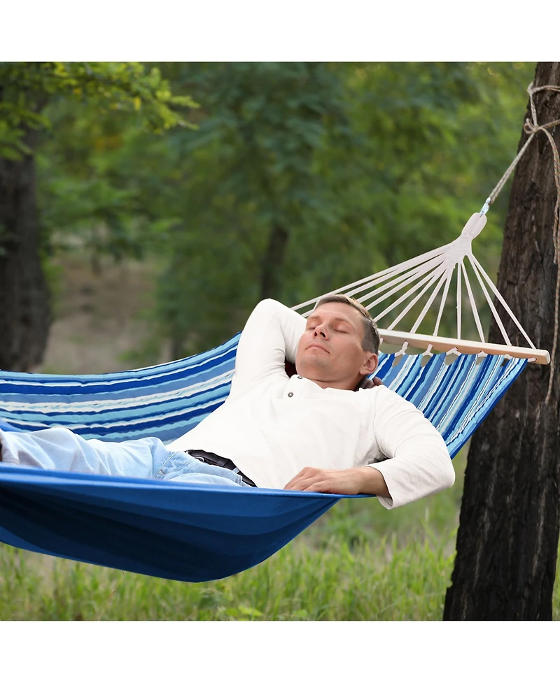 Gymax Swing Hammock Chair Set Hanging Bed w/ Heavy-Duty Steel Stand Cup Holder