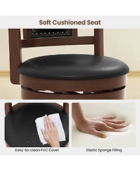 Sugift 25.5 Inch Upholstered Bar Stools Set of 2 with Curved Backrest and Footrest