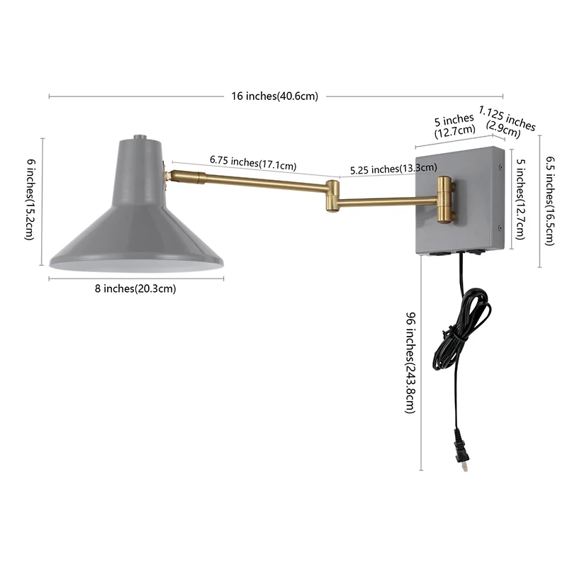 Jonathan Y Hygge Swing Arm Modern Midcentury Iron Usb Charging Port Led Sconce