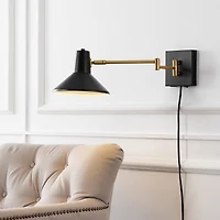 Jonathan Y Hygge Swing Arm Modern Midcentury Iron Usb Charging Port Led Sconce