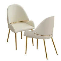 Streamdale Dining Chair With Pu Leather Color Metal Legs (Set Of 2)