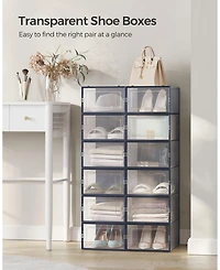 Set of 12 Stackable Shoe Organizers for Closet or Entryway, Fits Sneakers