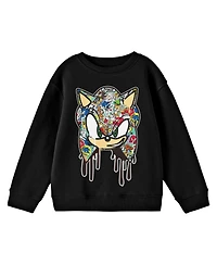 Sonic The Hedgehog Boys Bioworld Graffiti Portrait Youth Black Crew Neck Sweatshirt