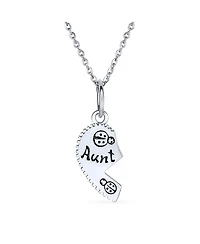 Bling Jewelry 2 Pcs Best Friend Aunt Niece Heart Puzzle Pendant Necklace in Sterling Silver