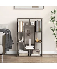 7-Cube Geometric Bookshelf with Anti-Toppling Device Modern Open Bookcase