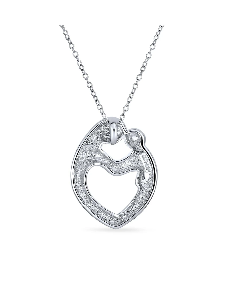 Bling Jewelry Family Heart Pendant Necklace Gold Plated Sterling Silver Yellow Rose Design