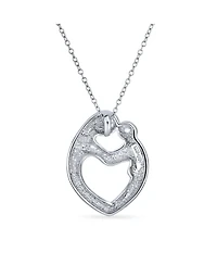Bling Jewelry Family Heart Pendant Necklace Gold Plated Sterling Silver Yellow Rose Design