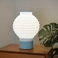 Jonathan Y Asian Lantern Retro Traditional Plant-Based Pla 3D Printed Dimmable Led Table Lamp, White/Blue