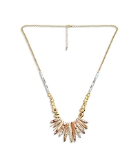 Bling Jewelry Blue Peck Organic Faceted Beads Irregular Stone Bib Fan Statement Collar Necklaces Gold Plated Adjustable