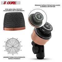 5 Core Tom Snare Mic Cardioid Dynamic Microphone for Drum Kit Precision Instrument - Copper