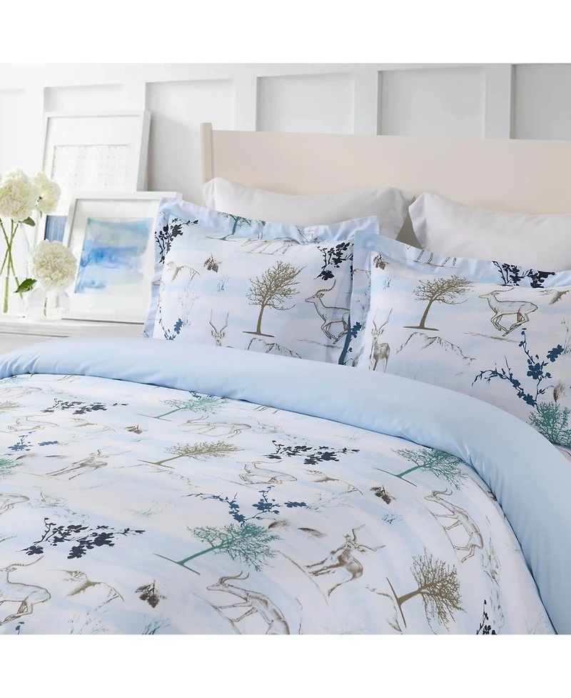 Alpine Snow 100% Cotton Duvet Cover Set, Full/Queen