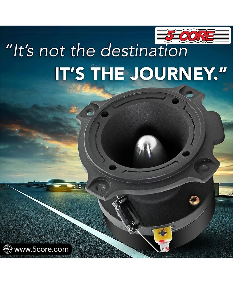 5 Core 6.5 inch Car Speakers & Tweeters Combo/ 2 Mid Range Speakers| 8Ohm, 2 Premium Tweeters - MR6.5-8oHMX2PCS+Tw-180X2PCS