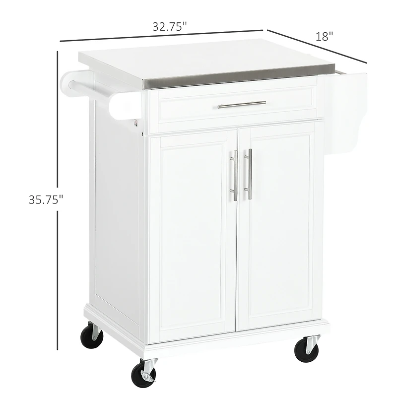 Homcom Rolling Kitchen Island on Wheels with Drawer, Spice Rack,