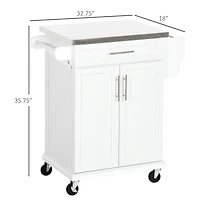Homcom Rolling Kitchen Island on Wheels with Drawer, Spice Rack,