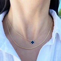 The Lovery Onyx Single Clover Necklace 14K Yellow Gold